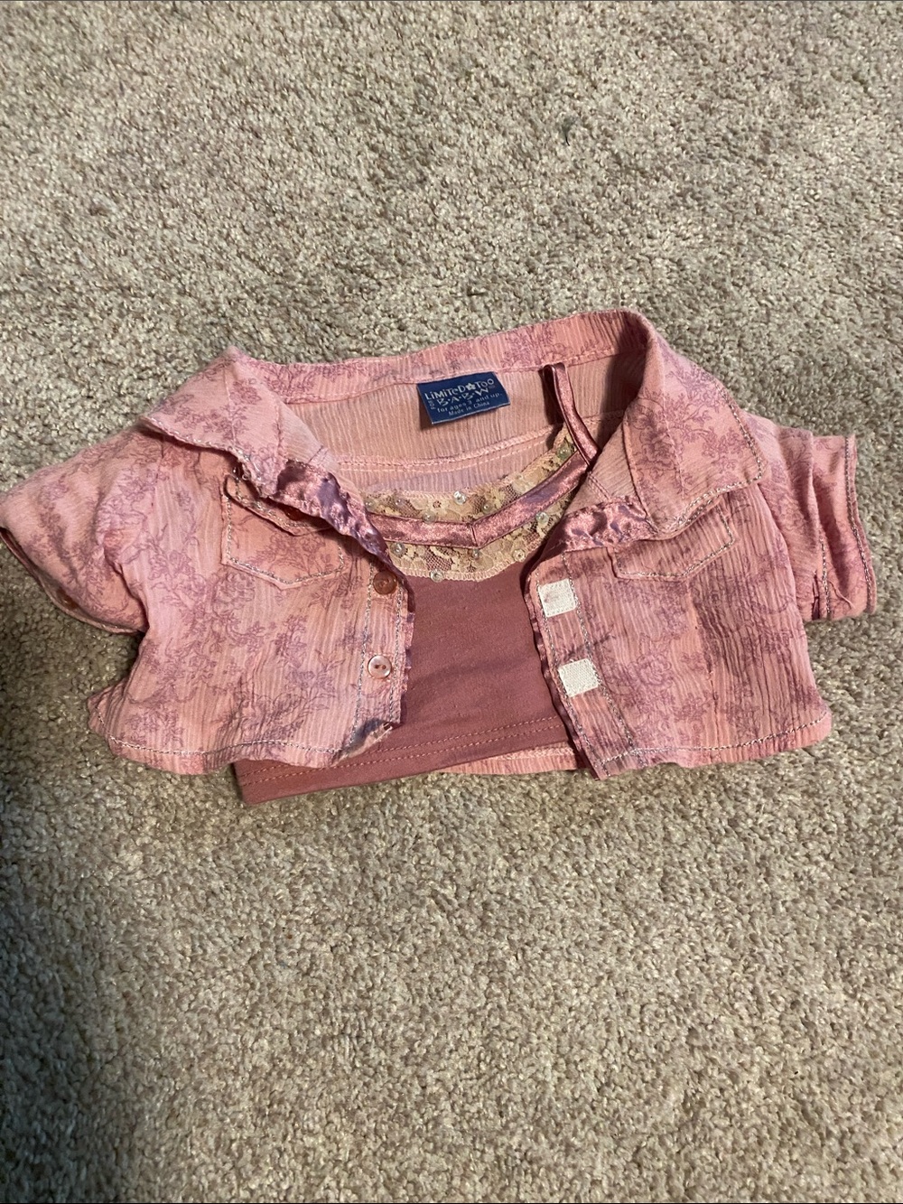 Limited too build a bear button down and cami set